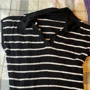 Black and White Striped Women's Top
